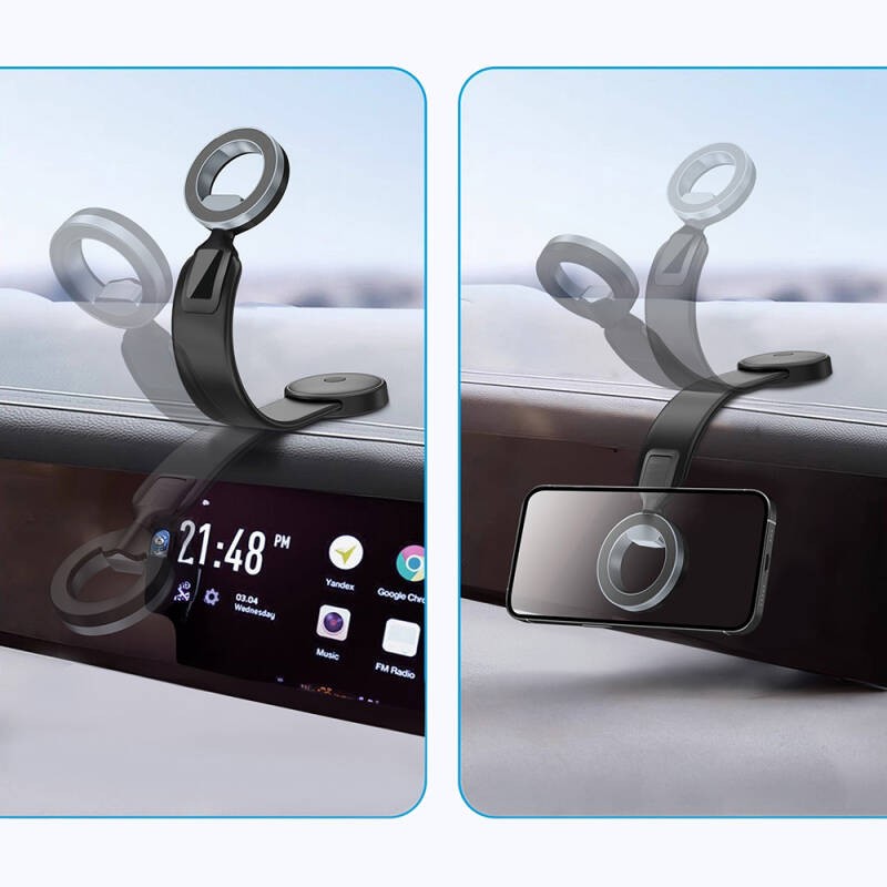 Wiwu Wi-CH053 Mago Serisi Magnetik M-safe Uyumlu Bükülebilen Eğimi ve Düz Zemin Araç Telefon Tutacağı - 4