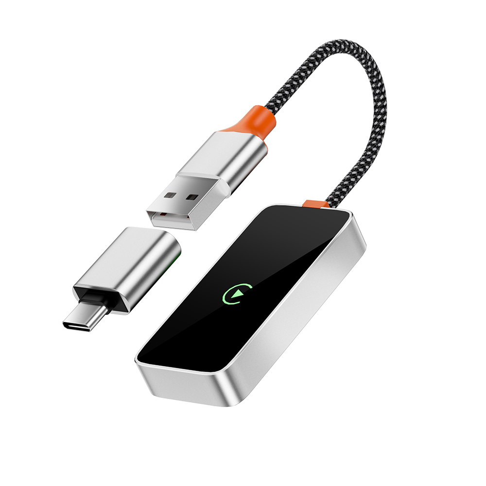 Wiwu Wi-CP002 CarPlay Dijital LED Göstergeli Kablosuz Ses Alıcı USB Girişli Bluetooth Adaptör - Gümüş