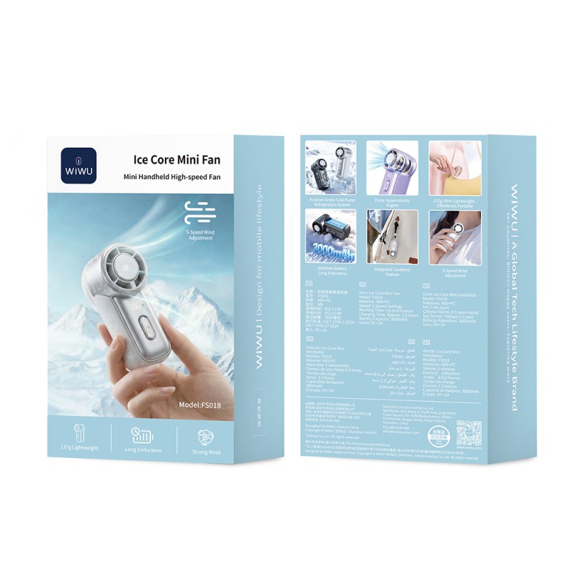 Wiwu Wi-FS018 Ice Core Mini Series Portable Handheld Cooling Fan with Digital LED Display - 8