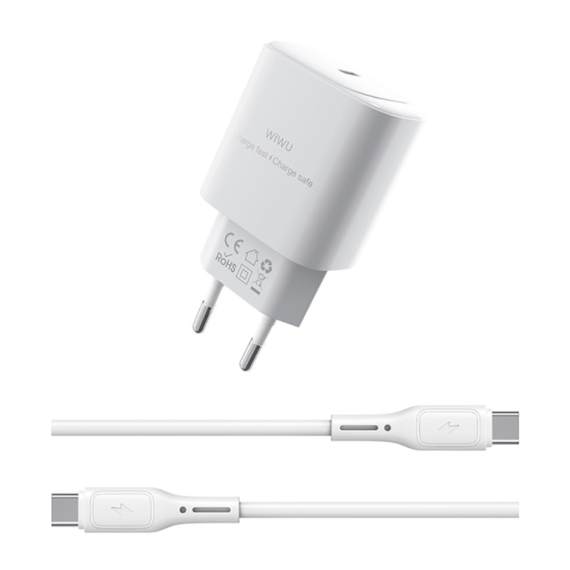 Wiwu Wi-G008 Essen Series GaN Tech PD Fast Charging Head Type-C to Type-C PD 30W Wired Charging Set - 1