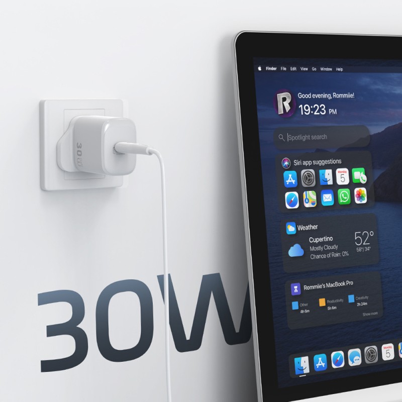 Wiwu Wi-G008 Essen Series GaN Tech PD Fast Charging Head Type-C to Type-C PD 30W Wired Charging Set - 12