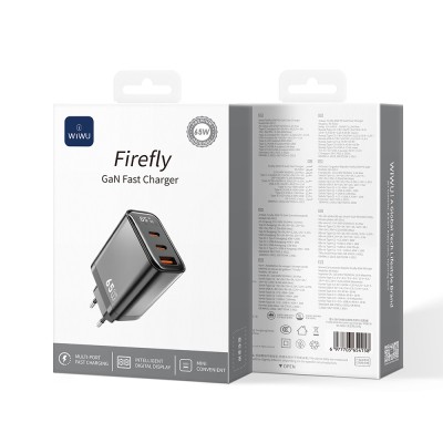 Wiwu Wi-G012 Firefly Series Dual Type-C PD & USB-A GaN Technology Fast Charging Head 65W - 3