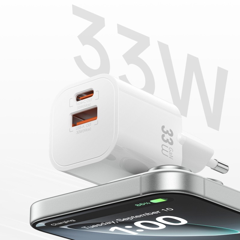 Wiwu Wi-G017 Cube Series Type-C PD & USB-A GaN Tech PD Fast Charging Mini Charging Head 33W - 6