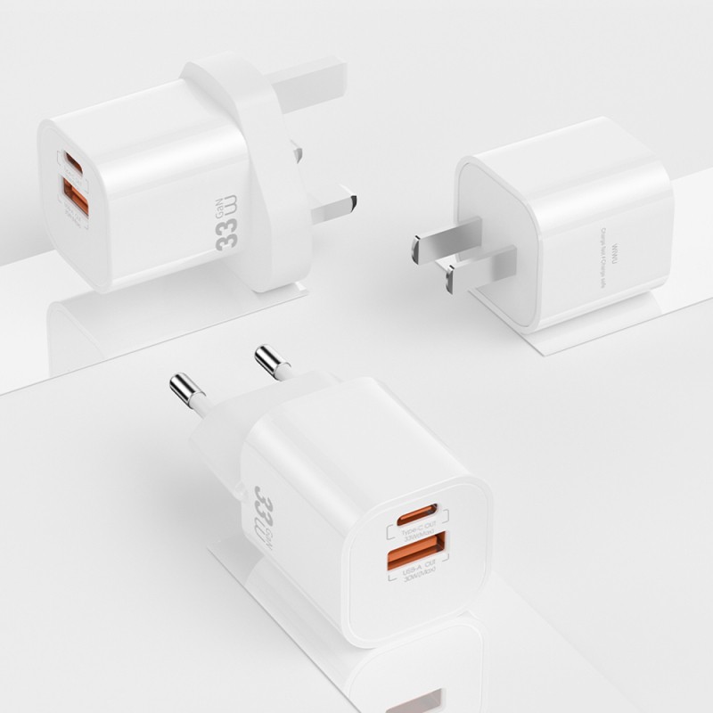 Wiwu Wi-G017 Cube Series Type-C PD & USB-A GaN Tech PD Fast Charging Mini Charging Head 33W - 8