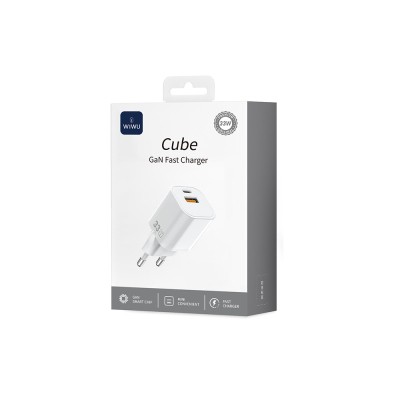Wiwu Wi-G017 Cube Series Type-C PD & USB-A GaN Tech PD Fast Charging Mini Charging Head 33W - 10