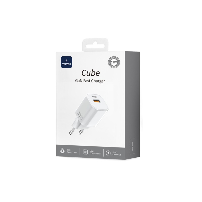 Wiwu Wi-G017 Cube Serisi Type-C PD & USB-A GaN Tech PD Hızlı Şarj Özellikli Mini Şarj Başlığı 33W - 10