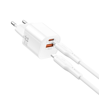 Wiwu Wi-G018 Cube Series Type-C to Lightning GaN Tech PD Fast Charging Wired Charger Set 33W - Wiwu