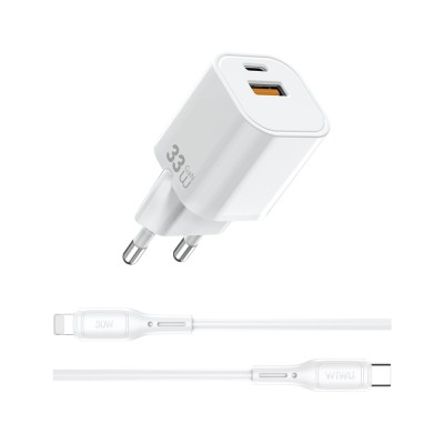 Wiwu Wi-G018 Cube Series Type-C to Lightning GaN Tech PD Fast Charging Wired Charger Set 33W - 4