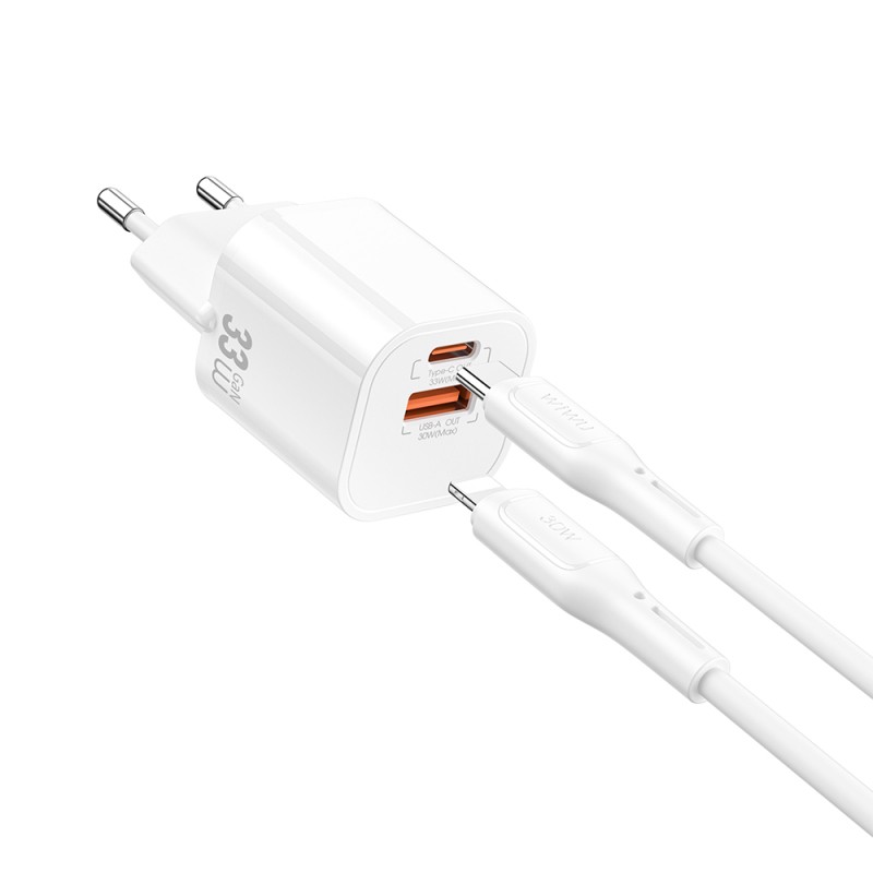 Wiwu Wi-G018 Cube Serisi Type-C to Lightning GaN Tech PD Hızlı Şarj Özellikli Kablolu Şarj Seti 33W - 1