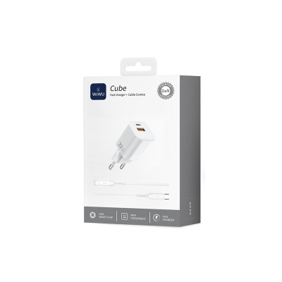 Wiwu Wi-G018 Cube Serisi Type-C to Lightning GaN Tech PD Hızlı Şarj Özellikli Kablolu Şarj Seti 33W - 6