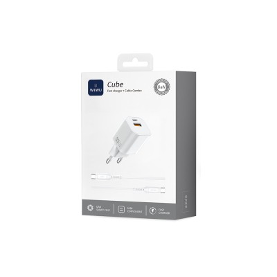 Wiwu Wi-G018 Cube Serisi Type-C to Type-C GaN Tech PD Hızlı Şarj Özellikli Kablolu Şarj Seti 33W - 6