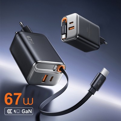 Wiwu Wi-G020 Helix Series GaN Technology Fast Charging Head USB-A to Type-C PD 67W Type-C Wired Charging Set - 4