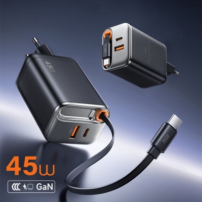 Wiwu Wi-G021 Helix Series GaN Technology Fast Charging Head USB-A to Type-C PD 45W Type-C Wired Charging Set - 3