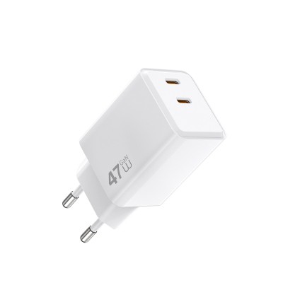 Wiwu Wi-G025 Cube Serisi Dual Type-C PD GaN Teknolojili Hızlı Şarj Başlığı 47W