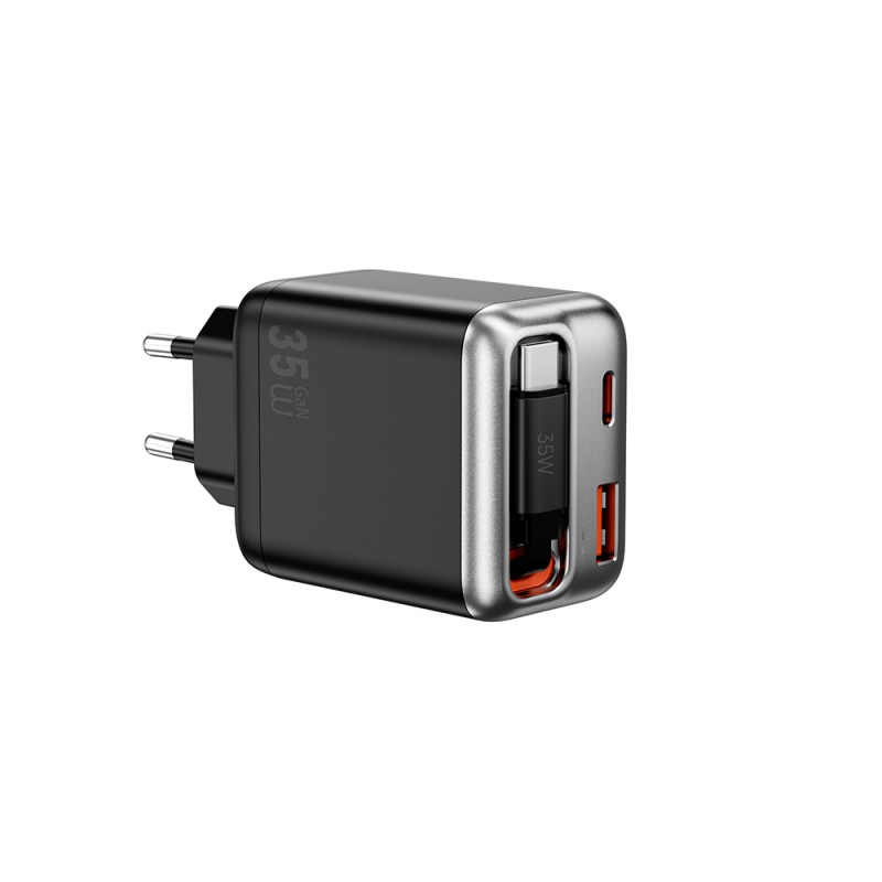 Wiwu Wi-G029 Helix Serisi GaN Teknolojili Hızlı Şarj Başlığı USB-A to Type-C PD 35W Type-C Kablolu Şarj Seti - 4