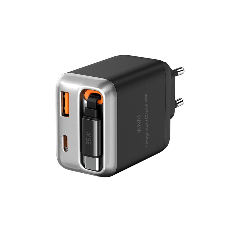 Wiwu Wi-G029 Helix Serisi GaN Teknolojili Hızlı Şarj Başlığı USB-A to Type-C PD 35W Type-C Kablolu Şarj Seti - 2