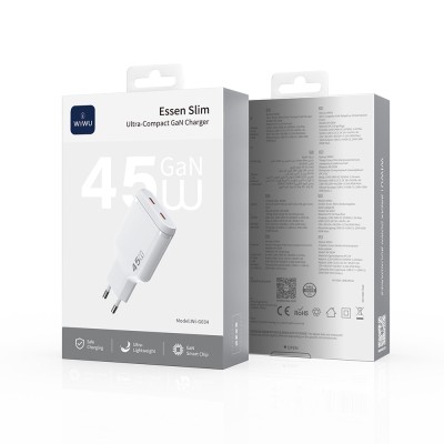 Wiwu Wi-G034 Essen Slim Serisi GaN Tech PD Hızlı Şarj Özellikli Şarj Başlığı 45W - 7