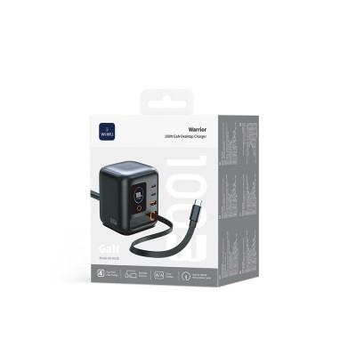Wiwu Wi-G039 GaN Teknolojili Type-C Kablolu 4 Portlu Masaüstü Şarj İstasyonu 100W - 7