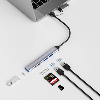 Wiwu Wi-HB003 Zolo Serisi USB3.0 + USB2.0 + SD/TF Bağlantılı Type-C USB-A 5in1 Hub - 5