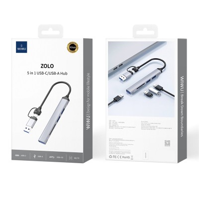 Wiwu Wi-HB003 Zolo Serisi USB3.0 + USB2.0 + SD/TF Bağlantılı Type-C USB-A 5in1 Hub - 7