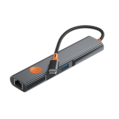 Wiwu Wi-HB005 Travel Serisi 5in1 HDMI (4K@60Hz) Girişli + RJ45 + 100W PD Type-C Hub Bağlantı İstasyonu - Wiwu