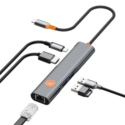 Wiwu Wi-HB005 Travel Serisi 5in1 HDMI (4K@60Hz) Girişli + RJ45 + 100W PD Type-C Hub Bağlantı İstasyonu - 2