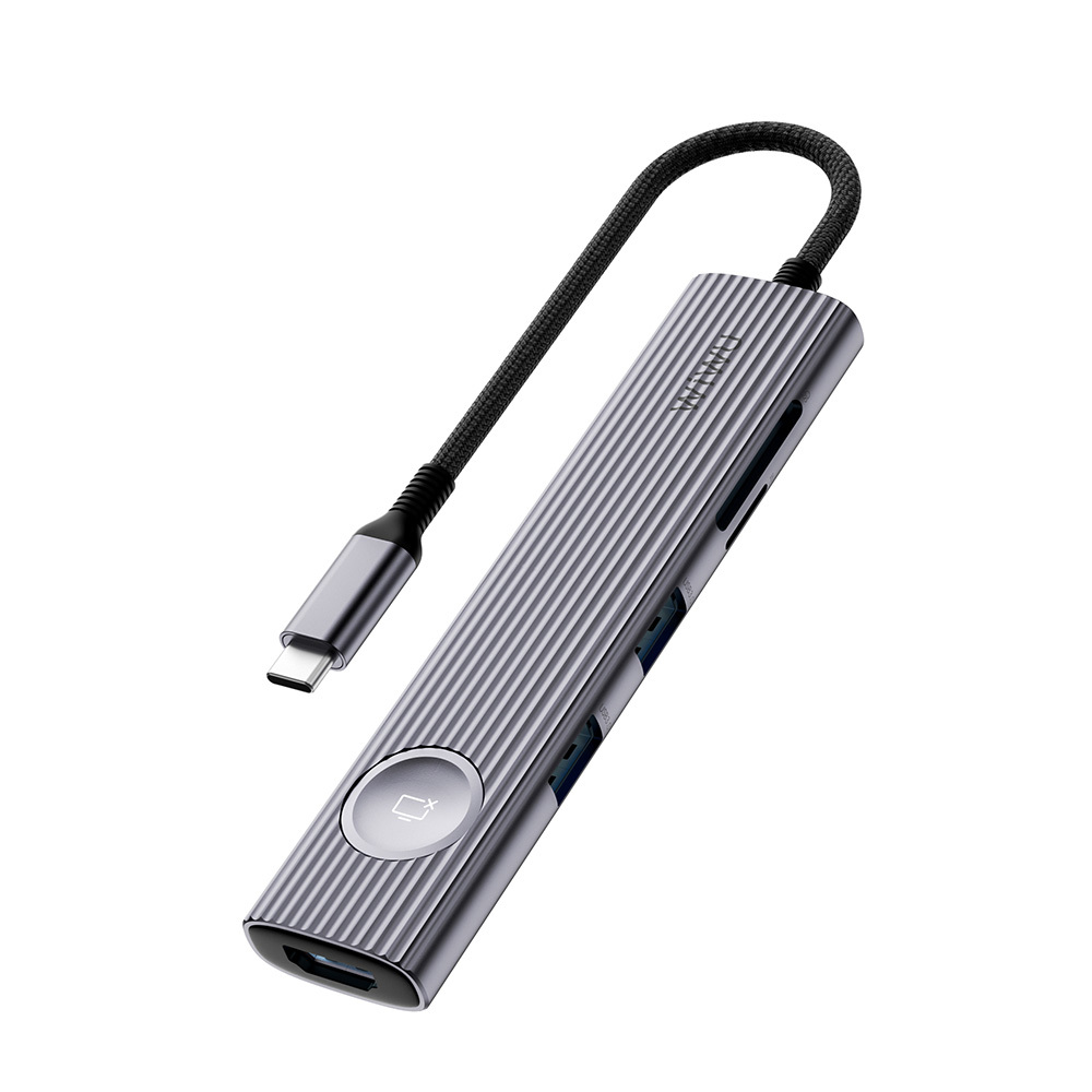 Wiwu Wi-HB8001 Travel Serisi 8in1 HDMI (4K@60Hz) Girişli 100W PD Type-C Hub Bağlantı İstasyonu - Gri