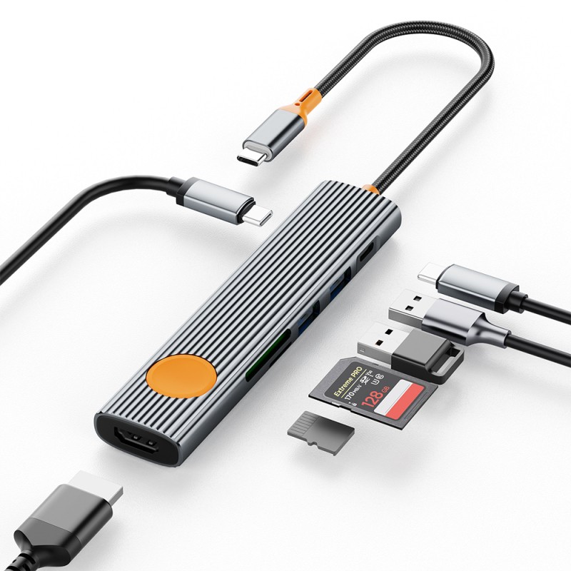 Wiwu Wi-HB8007 Travel Serisi 7in1 HDMI (4K@60Hz) Girişli 100W PD Type-C Hub Bağlantı İstasyonu - 3