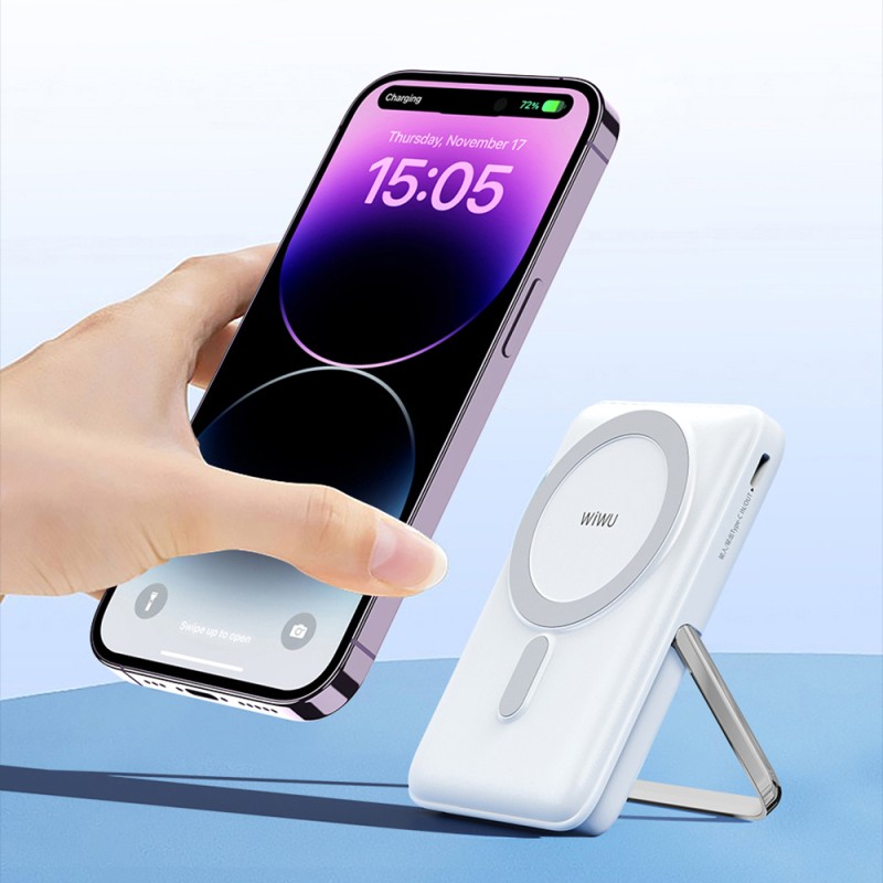 Wiwu Wi-P011 Gentleman Serisi LED Işık Göstergeli Standlı Kablosuz Powerbank 10.000mAh 15W - 15