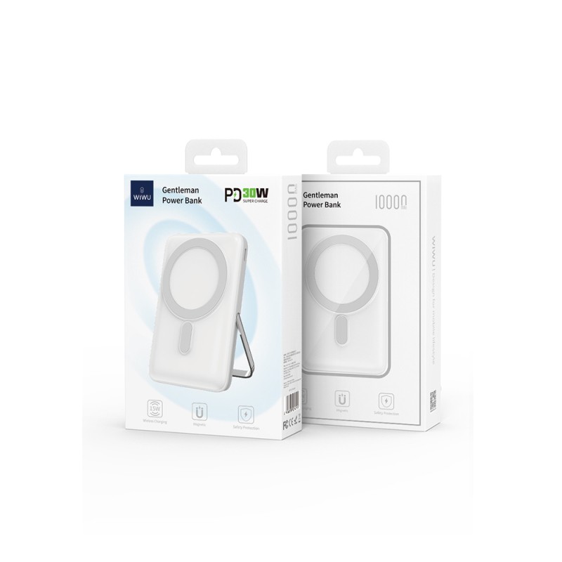 Wiwu Wi-P011 Gentleman Serisi LED Işık Göstergeli Standlı Kablosuz Powerbank 10.000mAh 15W - 17