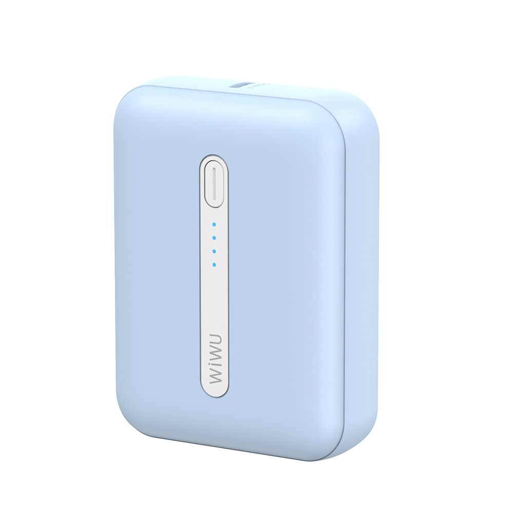 Wiwu Wi-P033 LED Işık Göstergeli Taşınabilir Mini Powerbank 10000mAh - Mavi