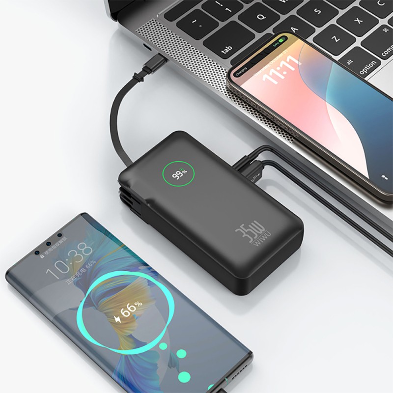 Wiwu Wi-P049 Noble Serisi Type-C Kablolu Dijital LED Göstergeli Powerbank PD 35W 10000mAh - 11
