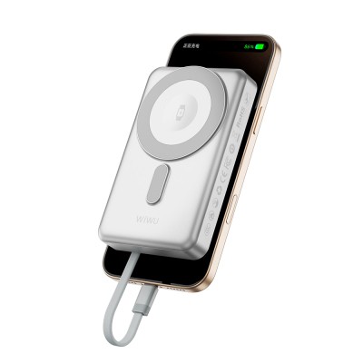 Wiwu Wi-P056 Taşınabilir Wireless Şarj ve PD Hızlı Şarj Özellikli Powerbank 15W 10000mAh - 8