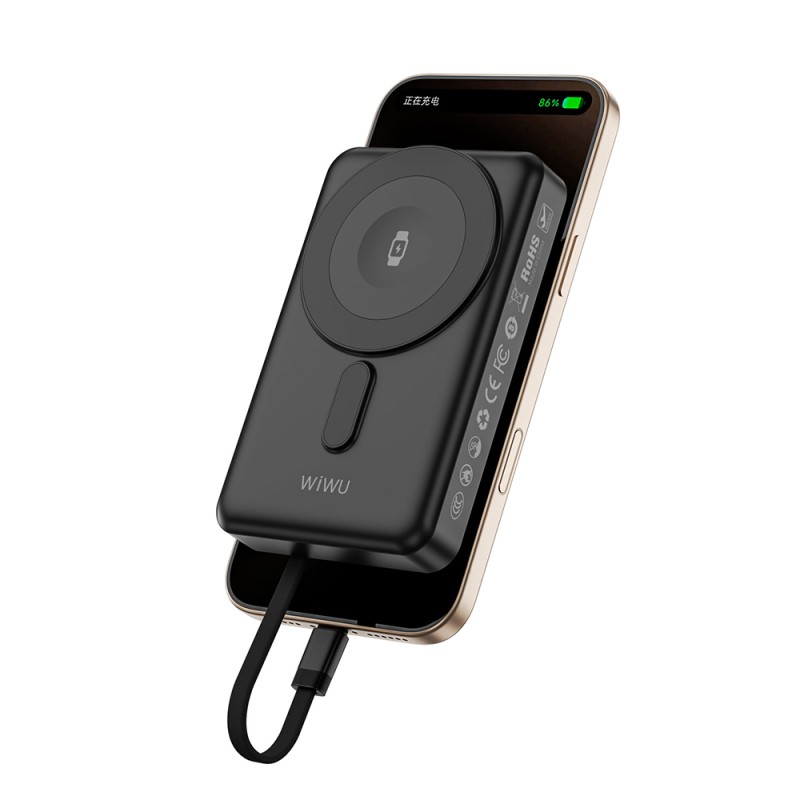 Wiwu Wi-P056 Taşınabilir Wireless Şarj ve PD Hızlı Şarj Özellikli Powerbank 15W 10000mAh - 14