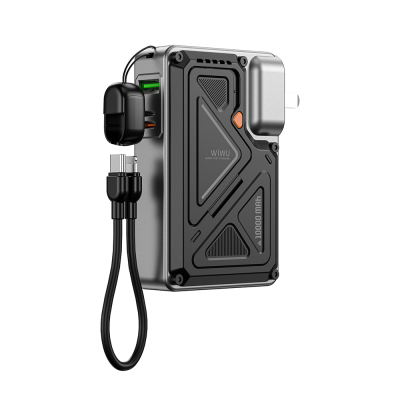 Wiwu Wi-P057 Knight Series Portable Wireless Type-C and Lightning Cable PD Power Bank with Stand 35W 10000mAh - Wiwu