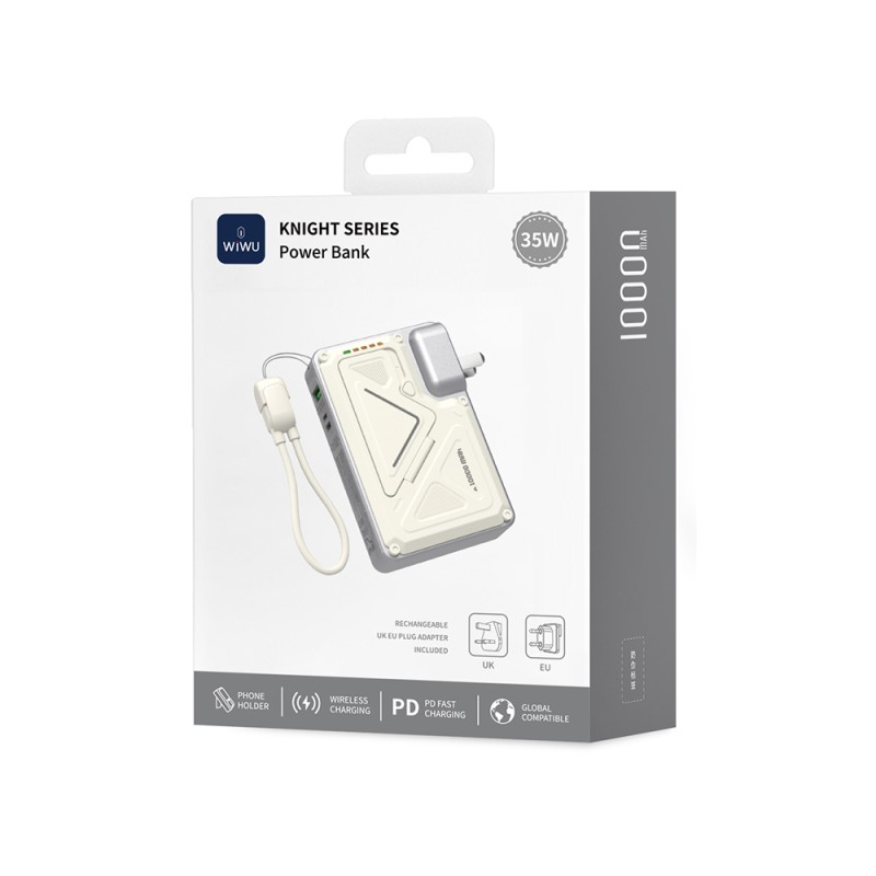 Wiwu Wi-P057 Knight Series Portable Wireless Type-C and Lightning Cable PD Power Bank with Stand 35W 10000mAh - 15
