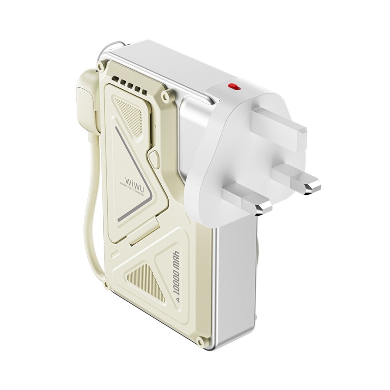 Wiwu Wi-P057 Knight Serisi Taşınabilir Wireless Type-C ve Lightning Kablolu Standlı PD Powerbank 35W 10000mAh - 4