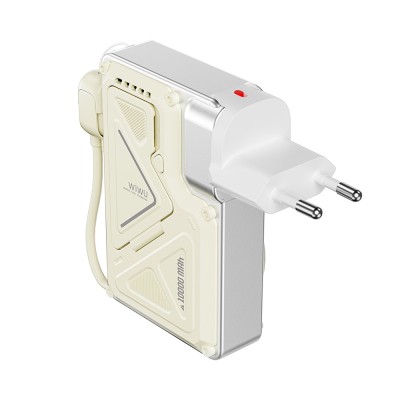 Wiwu Wi-P057 Knight Serisi Taşınabilir Wireless Type-C ve Lightning Kablolu Standlı PD Powerbank 35W 10000mAh - 5