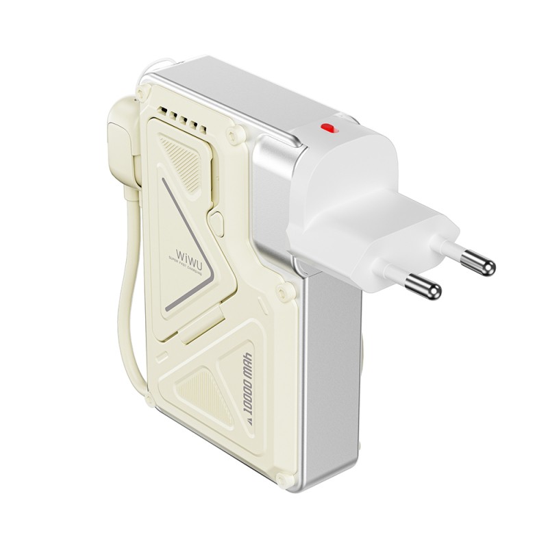 Wiwu Wi-P057 Knight Serisi Taşınabilir Wireless Type-C ve Lightning Kablolu Standlı PD Powerbank 35W 10000mAh - 5