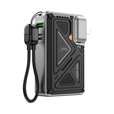 Wiwu Wi-P057 Knight Serisi Taşınabilir Wireless Type-C ve Lightning Kablolu Standlı PD Powerbank 35W 10000mAh - 13
