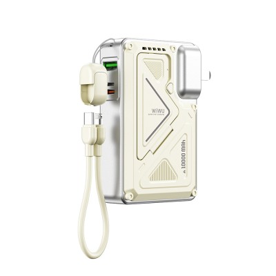 Wiwu Wi-P057 Knight Serisi Taşınabilir Wireless Type-C ve Lightning Kablolu Standlı PD Powerbank 35W 10000mAh - 3