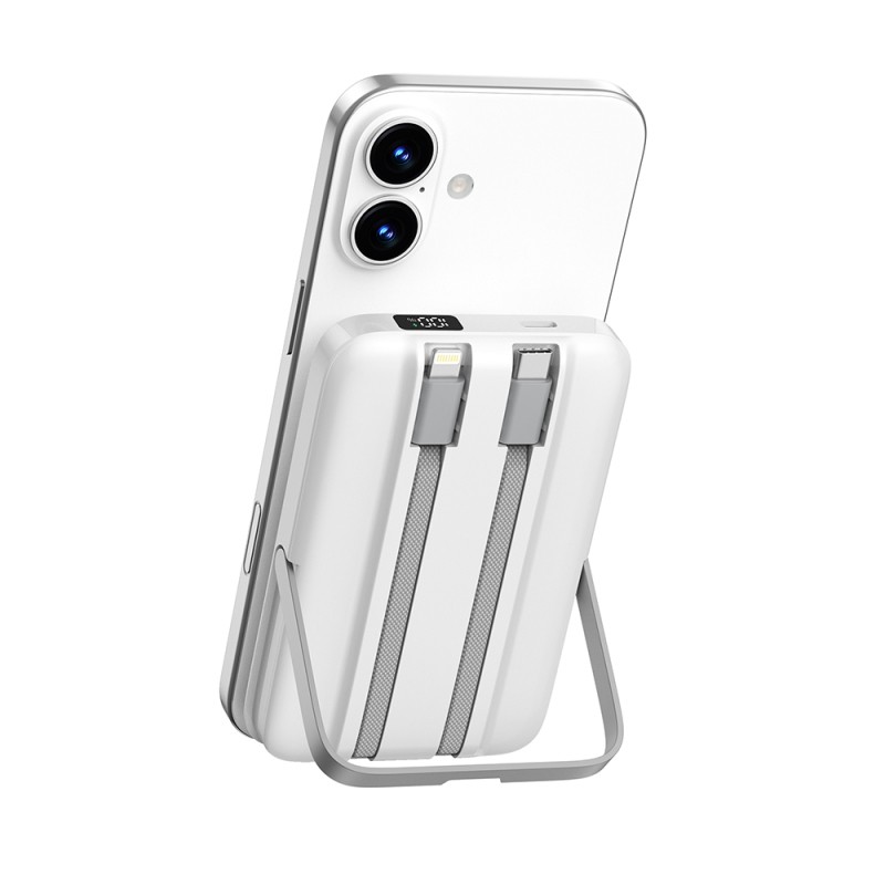 Wiwu Wi-P077 Pionner Series Portable Wireless Charging and PD 20W Fast Charging Stand Power Bank 15W 10000mAh - 9