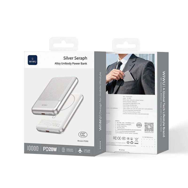 Wiwu Wi-P089 PD 20W Wireless Power Bank 10,000mAh 15W with LED Light Indicator - 7