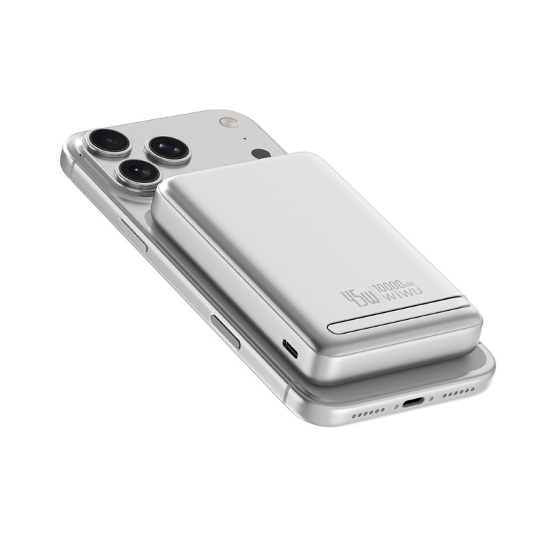 Wiwu Wi-P090 Mag Pro Series 45W Portable M-safe Wireless Powerbank with Qi2 Charging Technology and Stand, 10,000mAh - 4