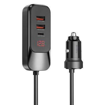 Wiwu Wi-QC015 Extend Series Dual Type-C + Dual USB-A Fast Charging External Port Car Charger 120W - Wiwu