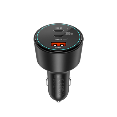 Wiwu Wi-Qc026 Starship Series Fast Charging Dual Type-C + USB-A Port Vehicle Charger 200W - Wiwu