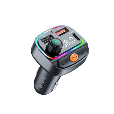 Wiwu Wi-QC031 RGB Bluetooth Transmitter MP3 Type-C and USB-A Car Charger - Wiwu