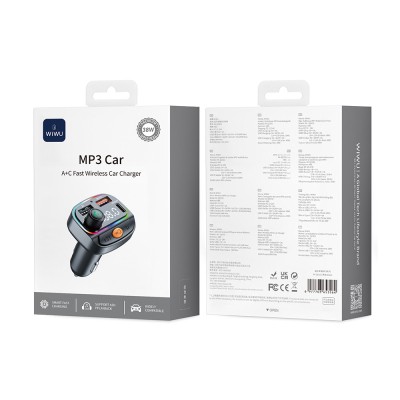 Wiwu Wi-QC031 RGB Bluetooth Transmitter MP3 Type-C and USB-A Car Charger - 9
