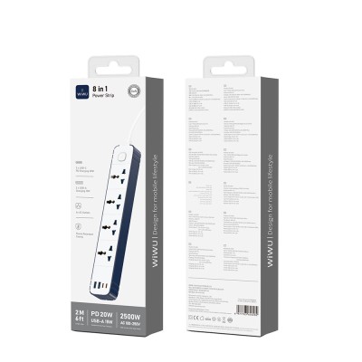 Wiwu Wi-S007 20W GaN Tech Power Strip 8 in 1 Multiple Socket 2M - 5