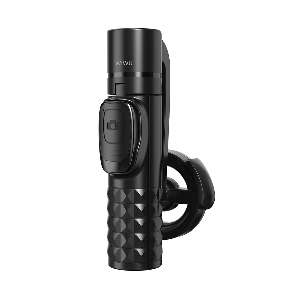 Wiwu Wi-SE014 Magnetik Özellikli 360 Derece Dönebilen Kumandalı Selfie Çubuğu ve Tripod - Siyah